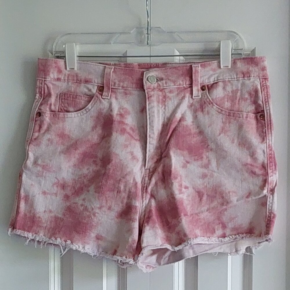 Levi Strauss Signature Heritage High Rise Pink Tie Dye Shorts Women's Size 14/32